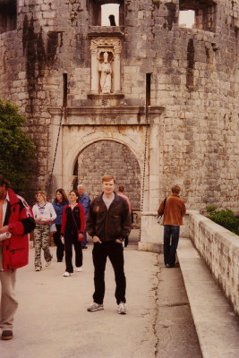 Me posing in front of Pile Gate in Dubrovnik.