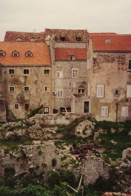 More old houses in Dubrovnik in disrepair.