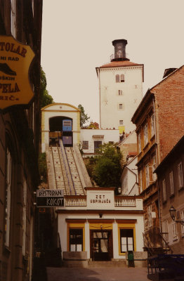 View of the 1891 Funicular Railway, which connects the Upper Town with the Lower Town at Illica Street, Zagreb's main street.
