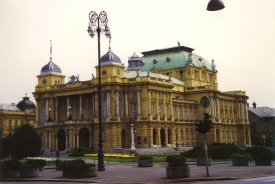 Side view of the Croatian National Theater built in 1895 and designed by two Viennese architects (Hellmer and Fellner).
