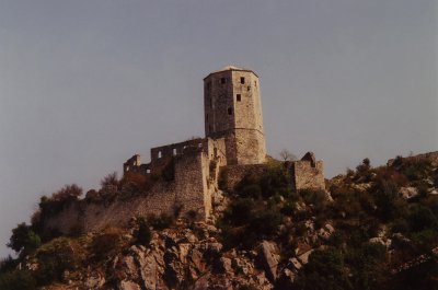 The stone watchtower of the ancient fortress.