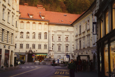 View looking towards Ljubljana's Town Square.