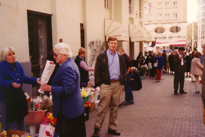 That's me standing in a flower market.