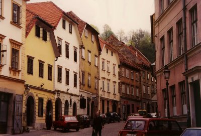 A typical street in Ljubljana.