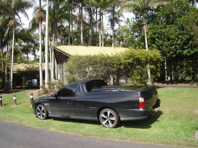 Our cabin and the ute.JPG