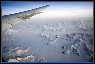 At 38000 ft. between Alaska & Canada approximately over Wrangell-St. Elias Nat Pk.