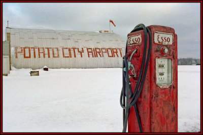 Avaiation fuel pump at the abandoned Potter County airstrip atop Denton Hill.