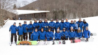 Boys (and Girls) in Blue-the ski & snowboard instructors.