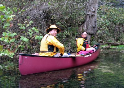 Chuck and Gwen await their turn to paddle into Cave Spring.jpg