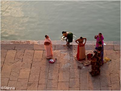 women in holy lake of Pushkar, Rajasthan.