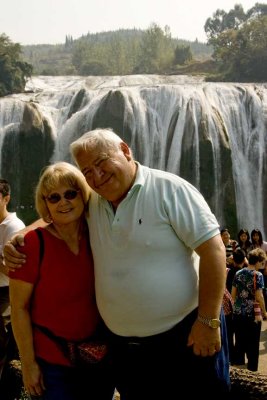 Tourists blocking view of falls