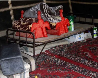 Inside Camel Soukh worker's tent