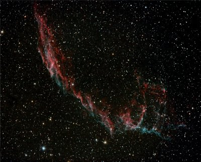 Eastern Veil Nebula fragment in Ha +OIII + RGB