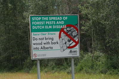 Sign warning entering Jasper National Park