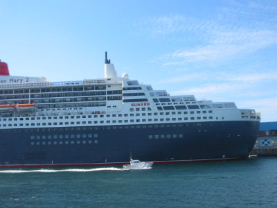 Queen Mary 2 anchored in Halifax Harbor