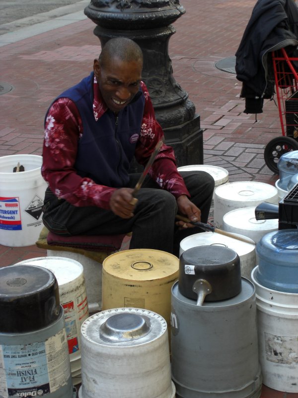 Larry Hunt.  Drummer seen and heard in the  movie The Pursuit of Happyness