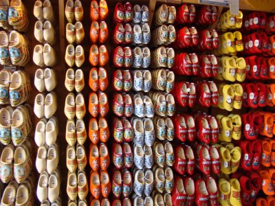 There are plenty of wooden shoes for sale