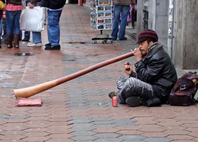 Street musician and an unusual instrument