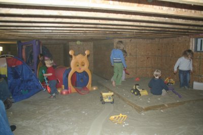 Having fun in the basement