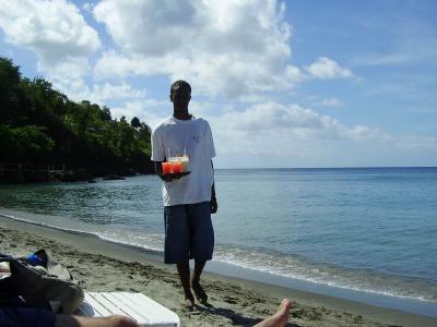 Hotel service on the beach St Lucia