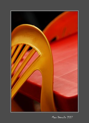 Plastic chairs and table