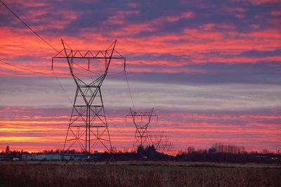 Power Transmission Lines At Sunset 11104