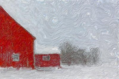 Red Barn In Snow 12036 Art