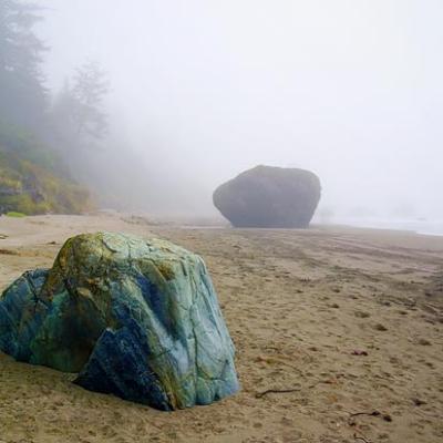 Beach Boulders in Fog
