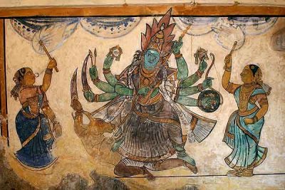 Fresco at Brihadisvara temple in Tanjore, Tamil Nadu.