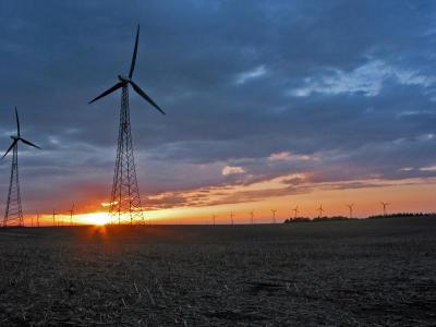 Evening and Power Generating Windmills