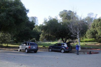 The parking lot and trail head at Del Valle Regional Park