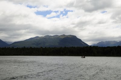 View from the boat at Te Anau Downs