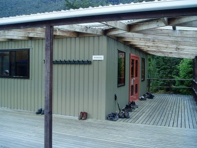 Boots outside the Clinton Hut