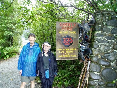 Ben and Susan at the 33.5 mile marker at Sandfly Point