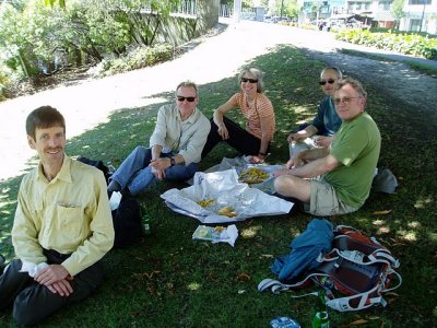 A seafood picnic along banks of river