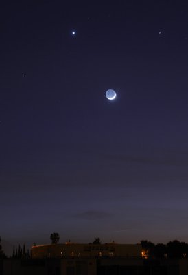 Earthshine Crescent Moon and Venus
