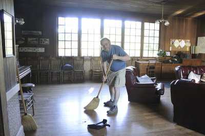 John Sweeping the lounge
