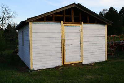 We put salvaged Hardiplank on the outside