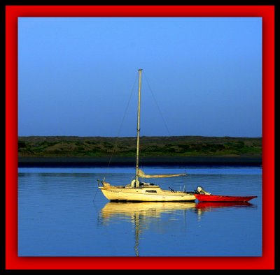 Morro Bay Lonely Sail Boat  Sunrise