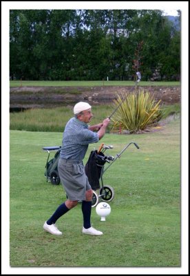 Famously unorthodox golf swing