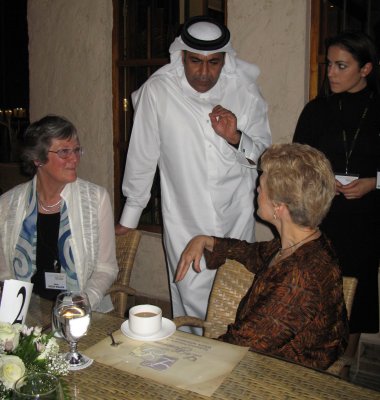 Lena Hjelm-Wallen and Swanee Hunt with Sheikh Abdel-Rahman bin Saud al-Thani
