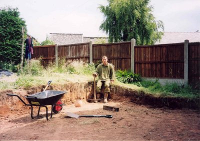 2001 Neil is sitting roughly where the bog garden is now under the front right corner of the deck