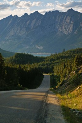 Queen Elizabeth Mountain Range with Medicine Lake, on Maligne Road #1