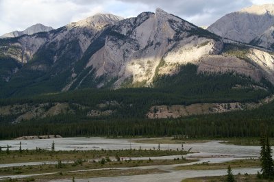 Mountains and Athabasca River Northeast from Jasper