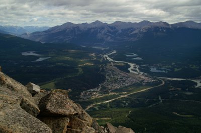 From Whistler's Mountain, overlooking the town of Jasper in the Athabasca River Valley