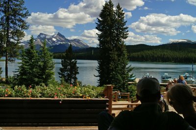 The view from the Maligne Lake Chalet