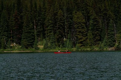 Maligne Lake with canoe #1