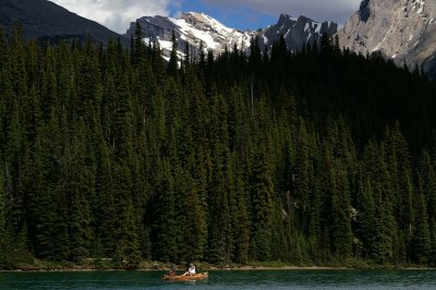 Maligne Lake with canoe #2