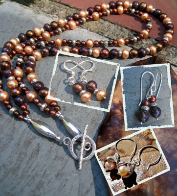 freshwater pearls and Thai silver earrings
