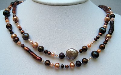 multicolored freshwater pearls and Thai silver necklace #3